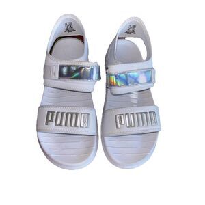 Puma Softride Slingback Men White Casual Sandals Silver Adjust Strap 8